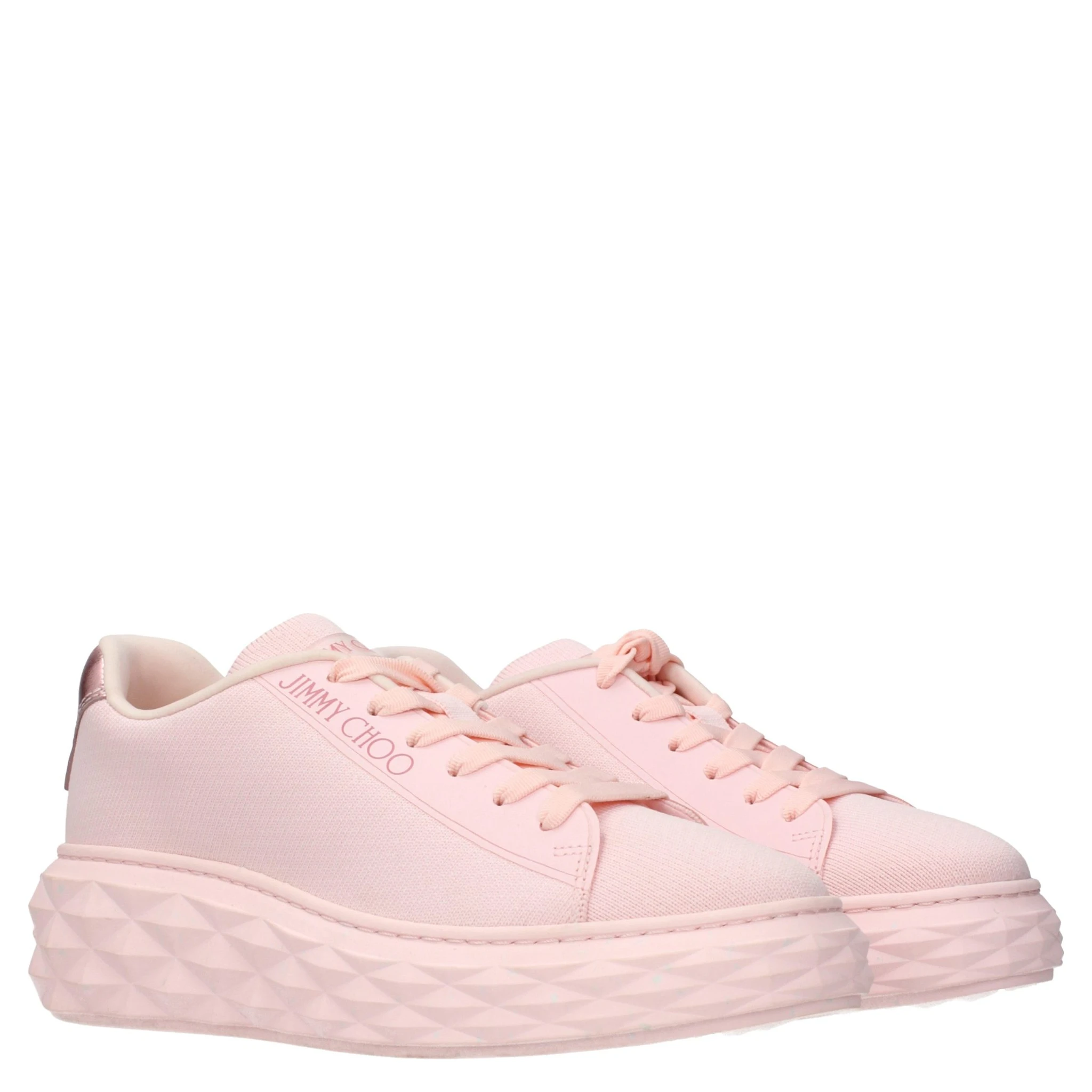 Pink Fabric Platform Sneakers