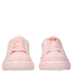 Pink Fabric Platform Sneakers