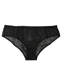Black Nylon Stretch Mid Waist Brief Underwear
