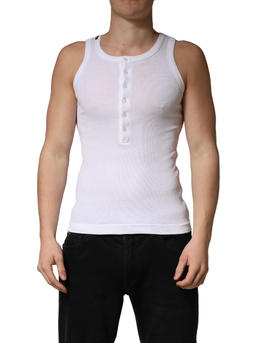 White Sleeveless Round Neck Tank Top T-shirt