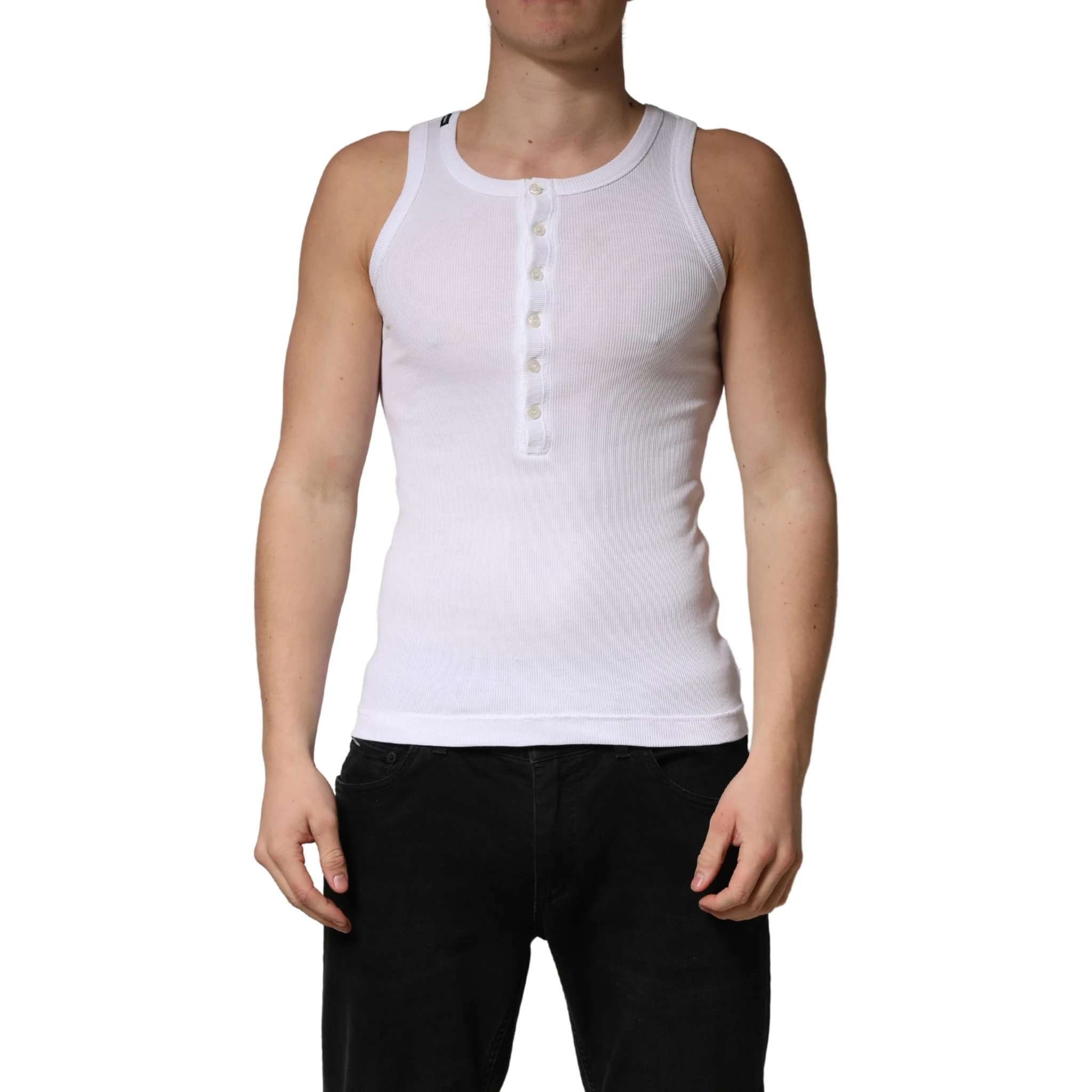 White Sleeveless Round Neck Tank Top T-shirt