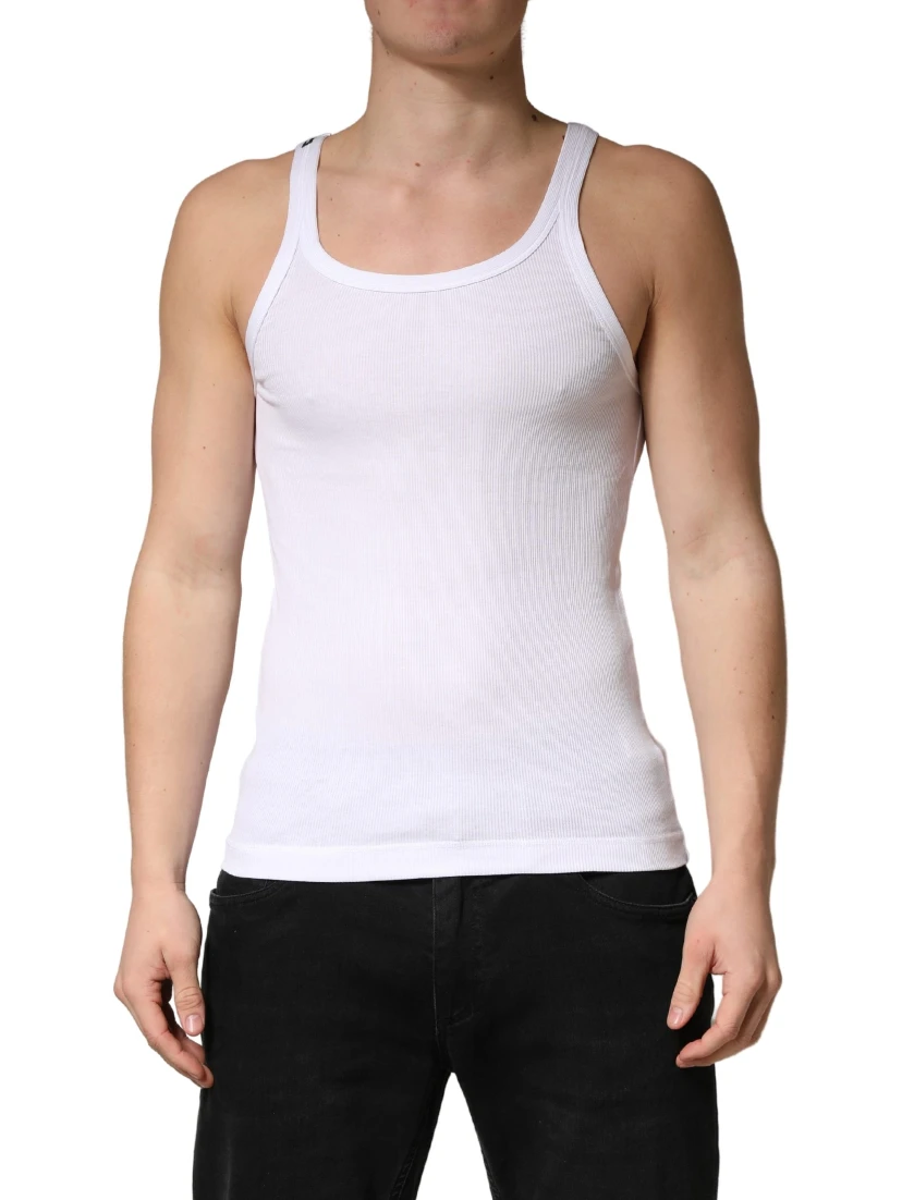 White Sleeveless Round Neck Tank Top T-shirt
