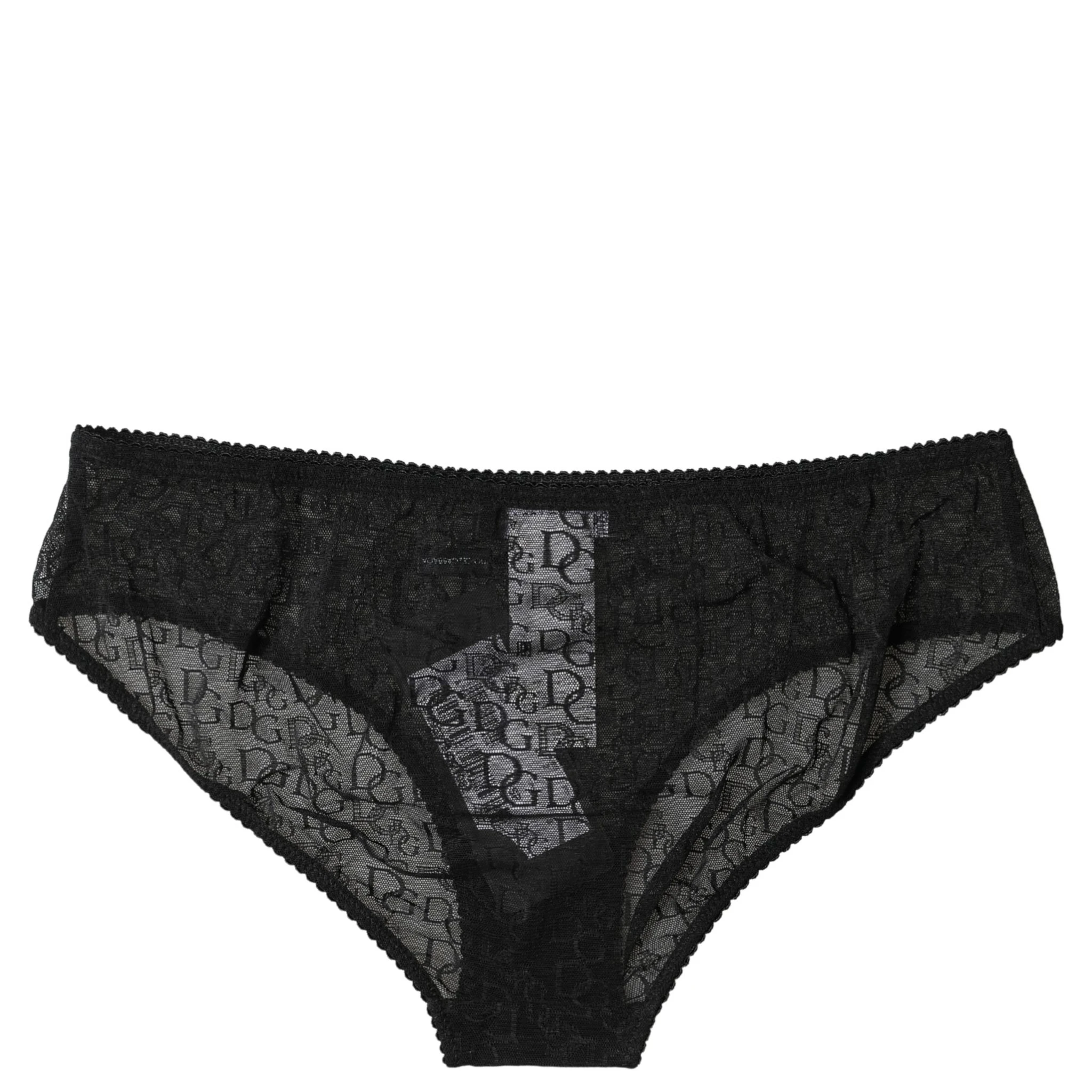 Black Nylon Stretch Mid Waist Brief Underwear
