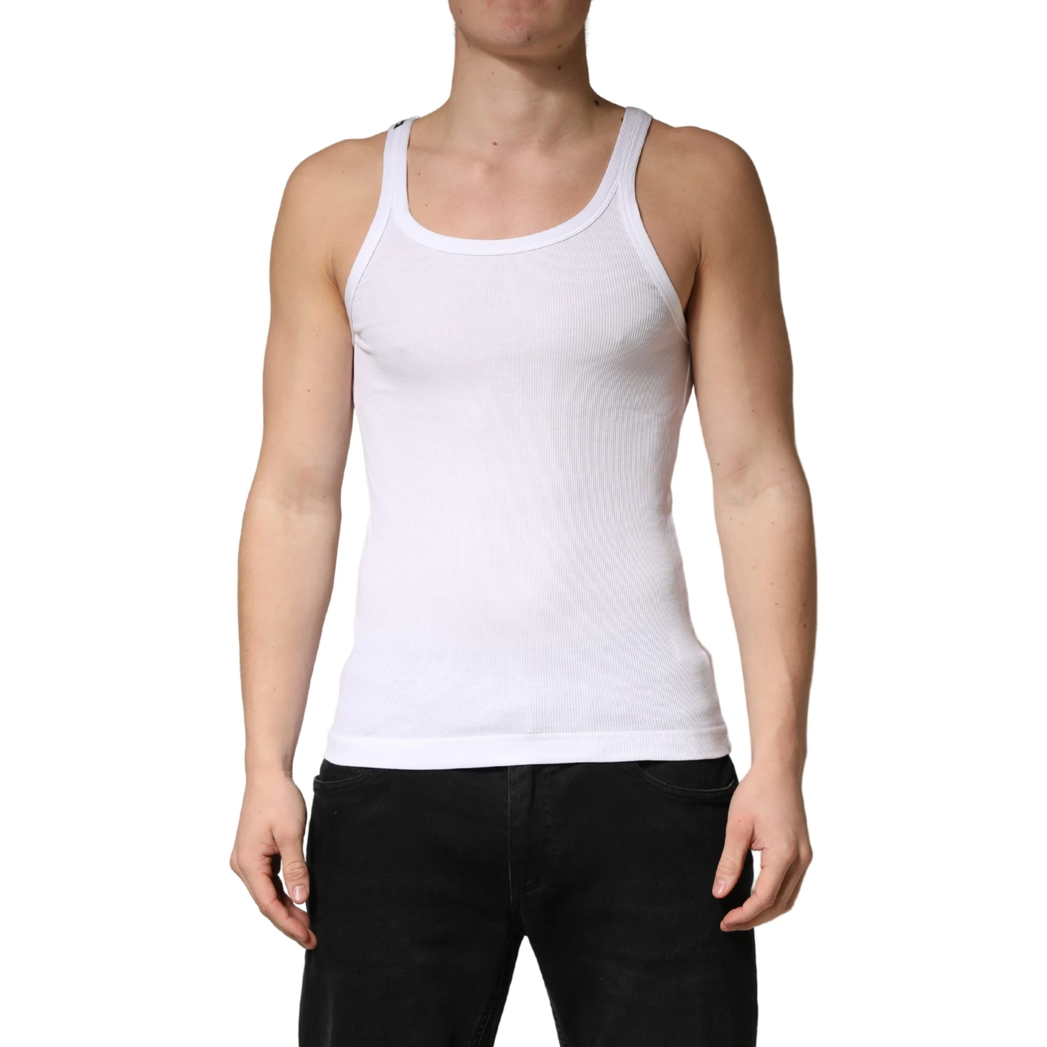 White Sleeveless Round Neck Tank Top T-shirt