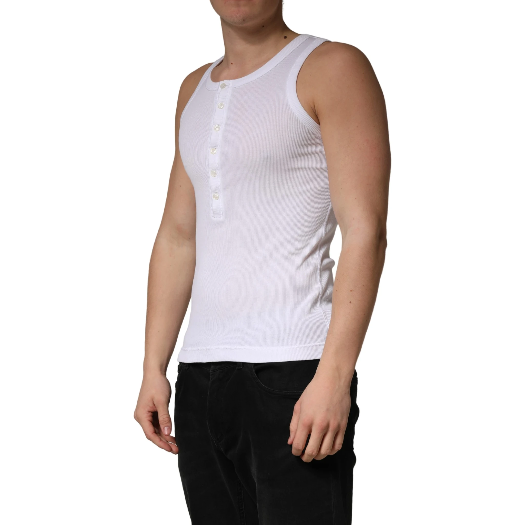 White Sleeveless Round Neck Tank Top T-shirt