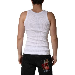 White Sleeveless Round Neck Tank Top T-shirt