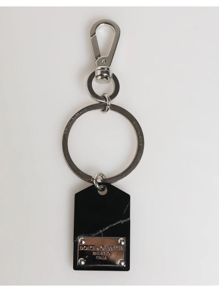 Black Silver Brass LogoPlaque Metal Ring Keyring  Keychain