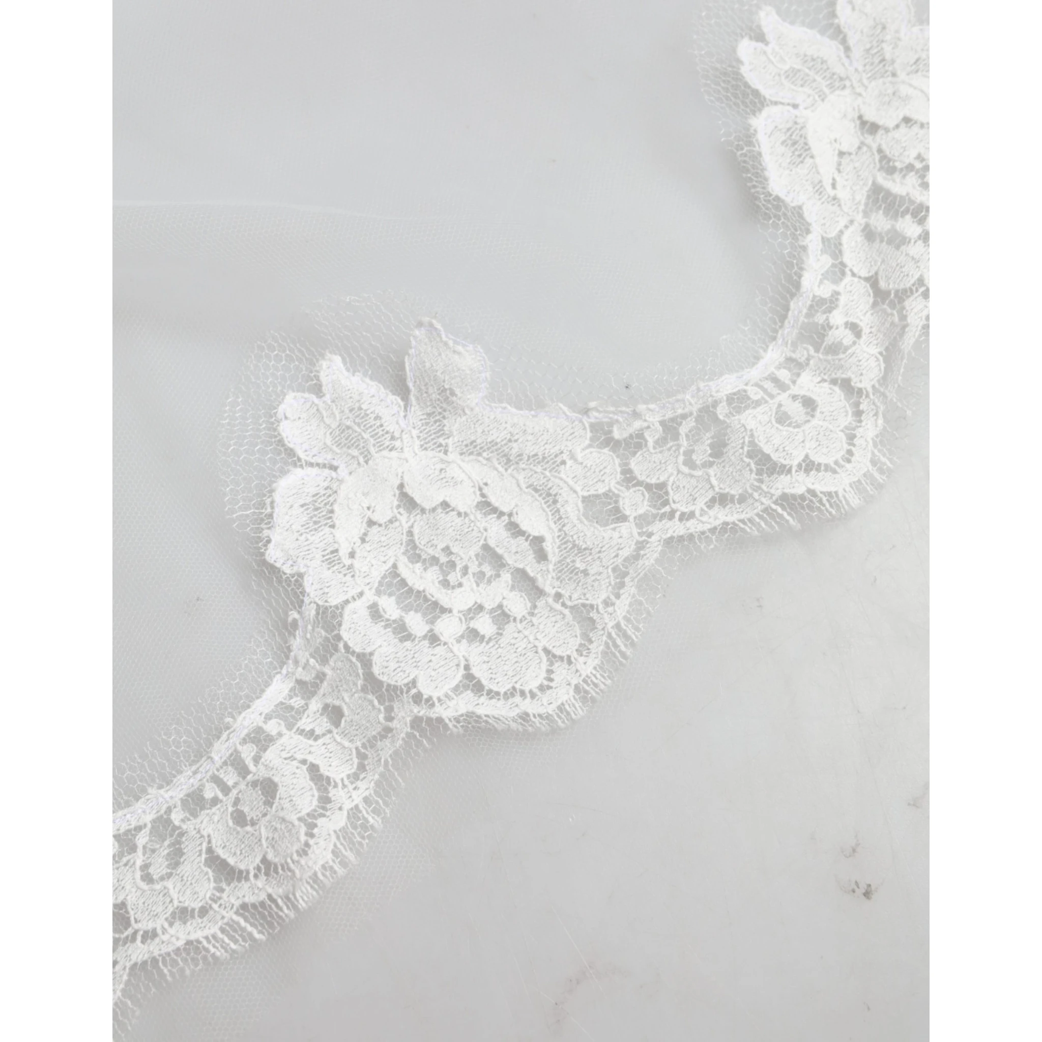 White Floral LaceNylon Floor Length 3M Long Veil