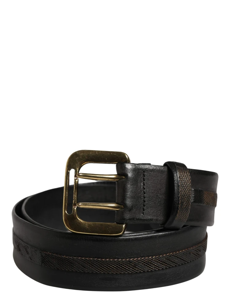 Black Leather Gold Metal Buckle Waist Women Belt alternative