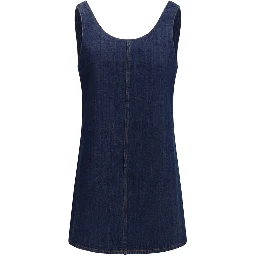 Blue Cotton Casual Dress