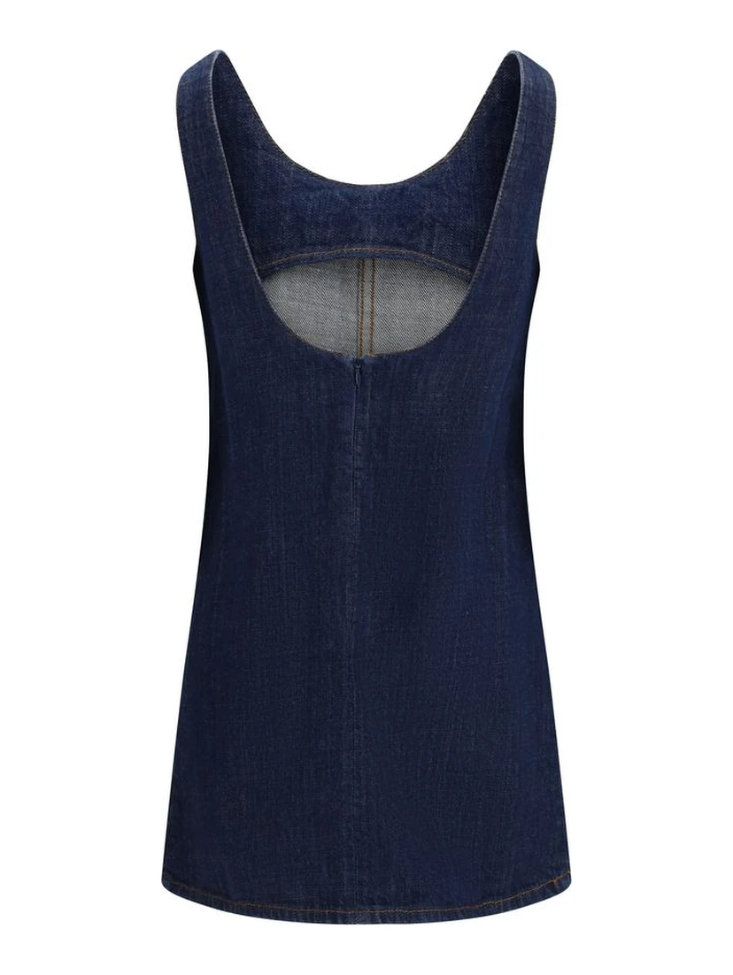 Blue Cotton Casual Dress