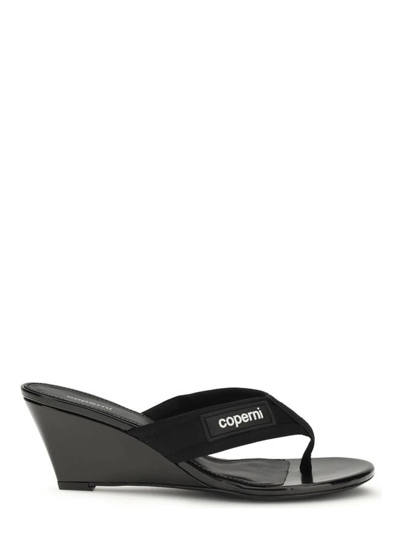 Black Polyamide Wedge Sandals