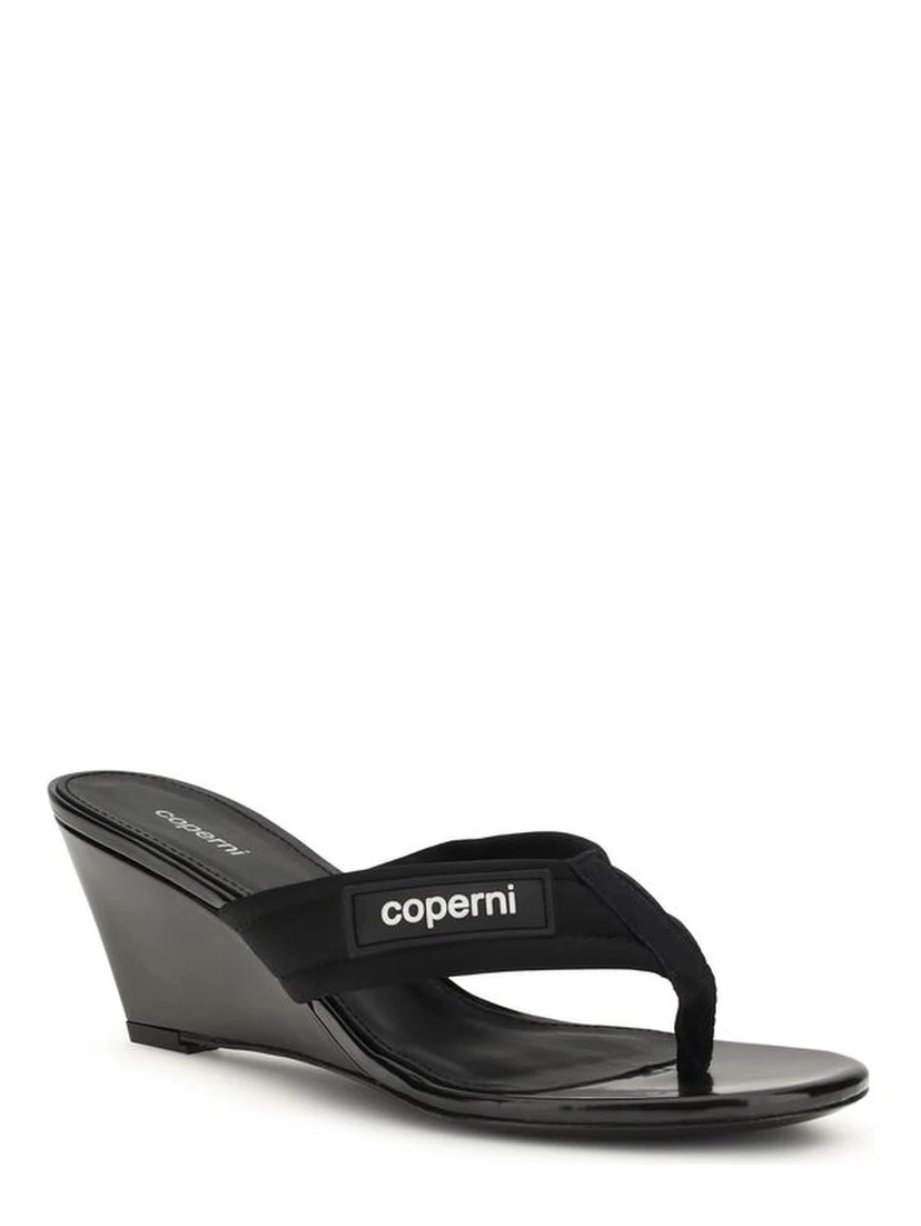 Black Polyamide Wedge Sandals