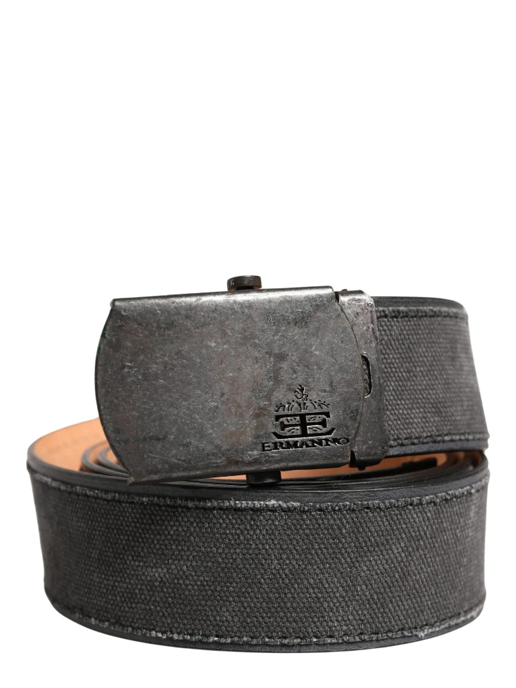Black Wool Cotton Logo Metal Buckle Belt alternative