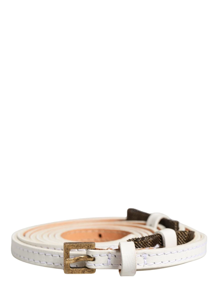 White Leather Skinny Gold Metal Buckle Belt alternative