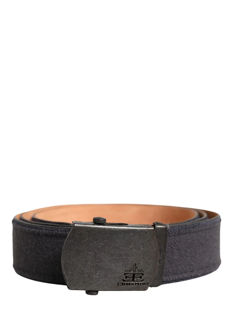 Black Wool Cotton Logo Metal Buckle Belt alternative