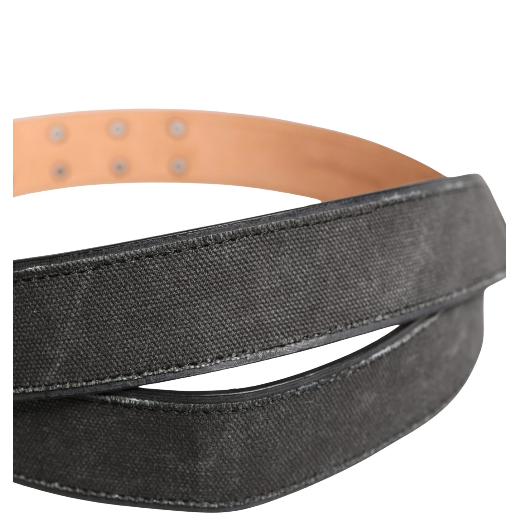 Black Wool Cotton Logo Metal Buckle Belt