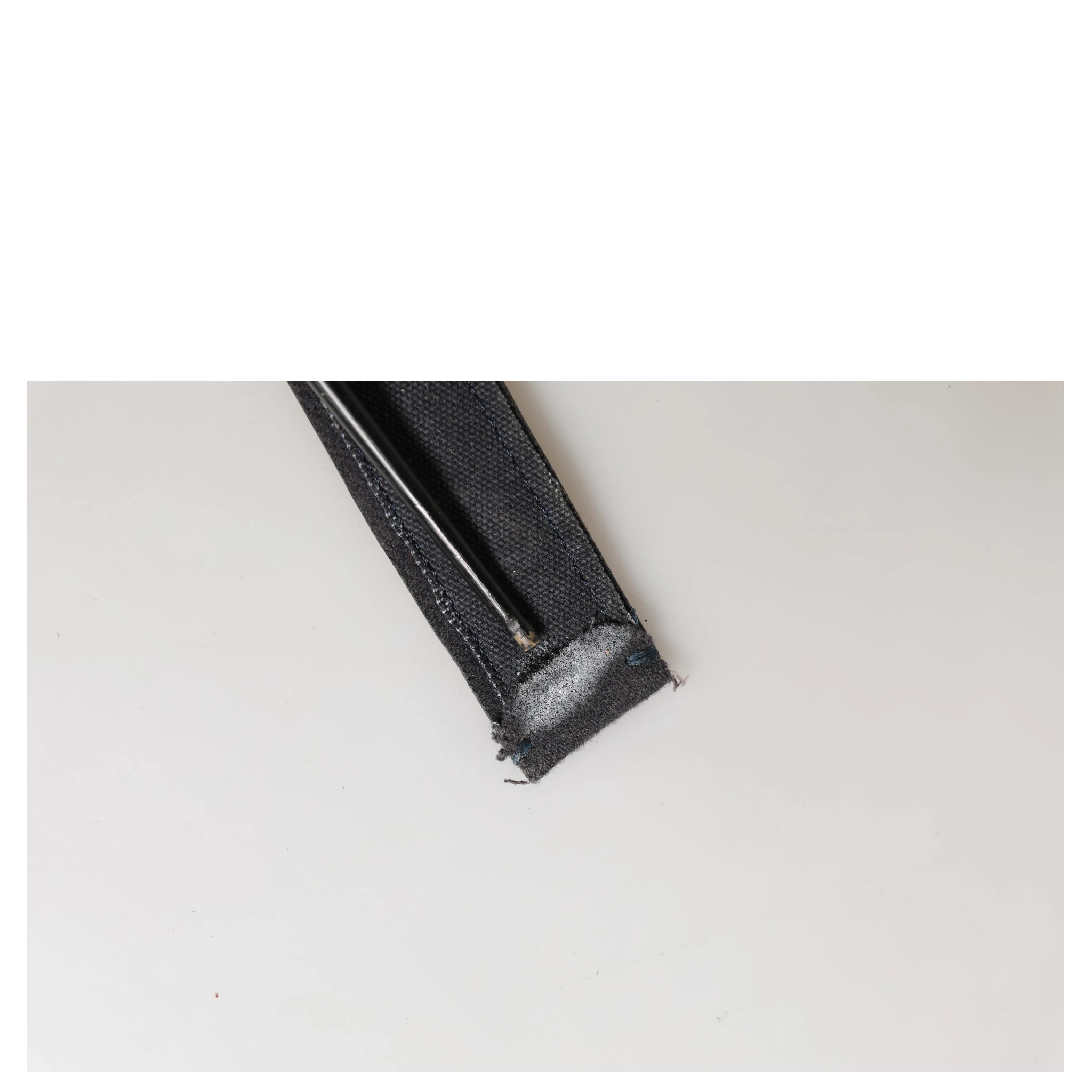 Black Wool Cotton Logo Metal Buckle Belt