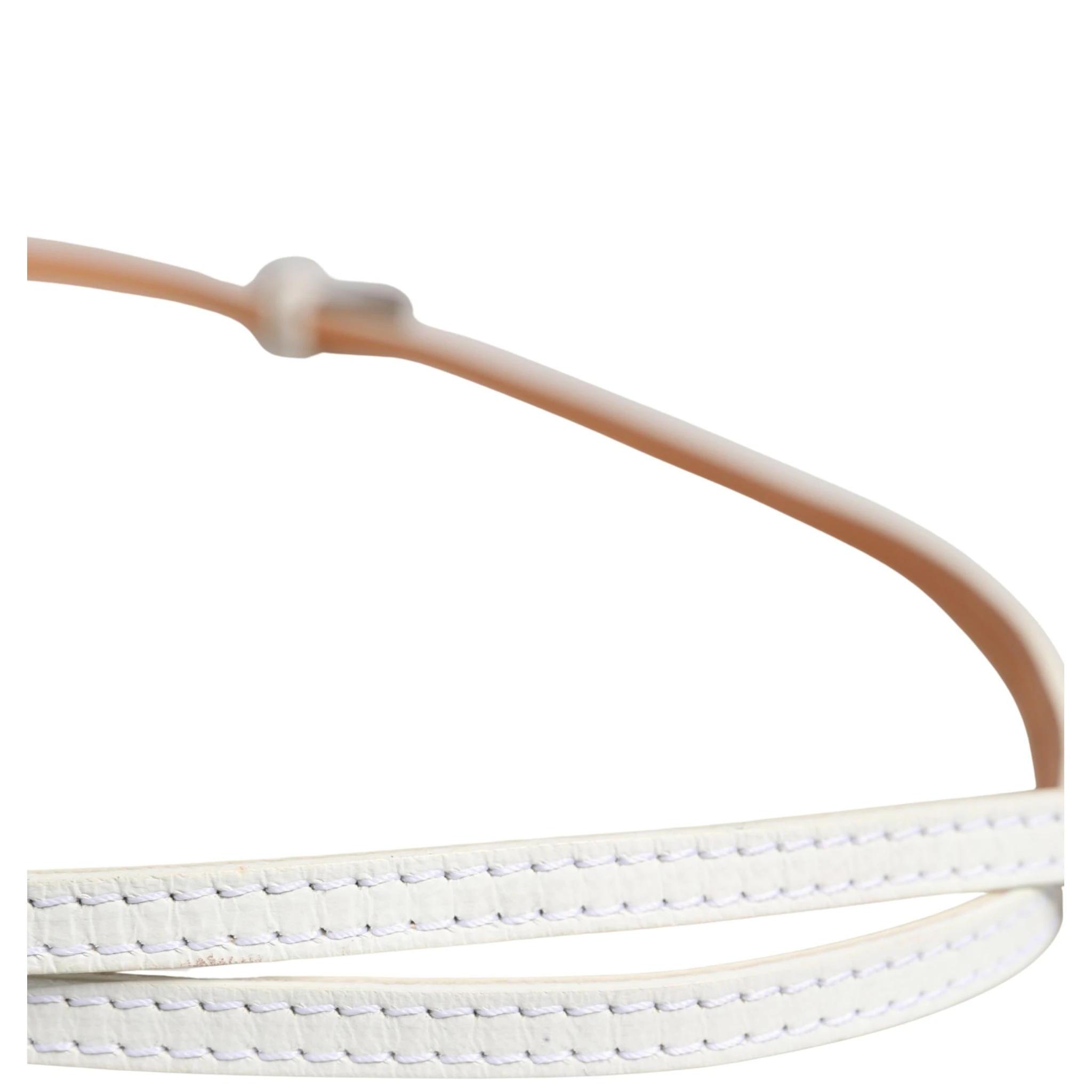 White Leather Skinny Gold Metal Buckle Belt