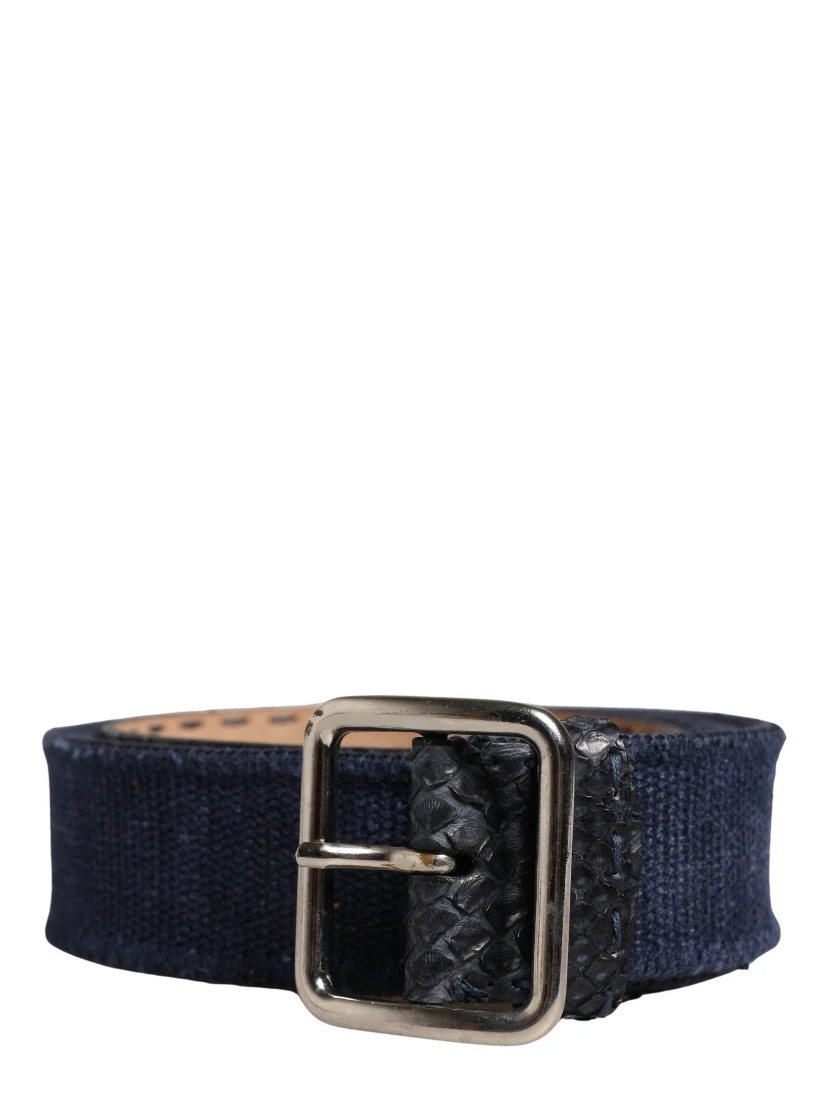 Dark Blue Canvas Silver Metal Buckle Belt