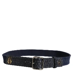 Dark Blue Canvas Silver Metal Buckle Belt