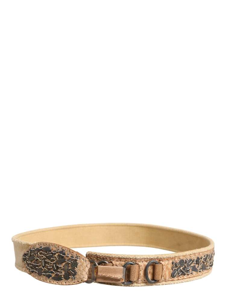 Beige Canvas Embellished Metal Buckle Belt alternative