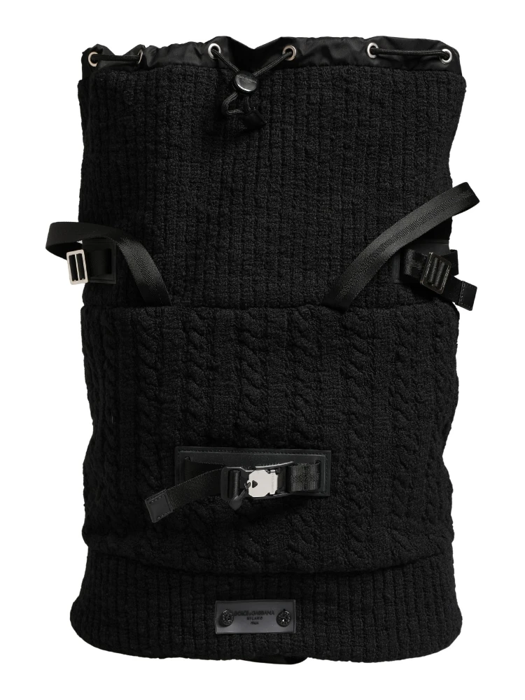 Black Tricot Wool Blend Duffel Backpack Travel Borse Bag alternative
