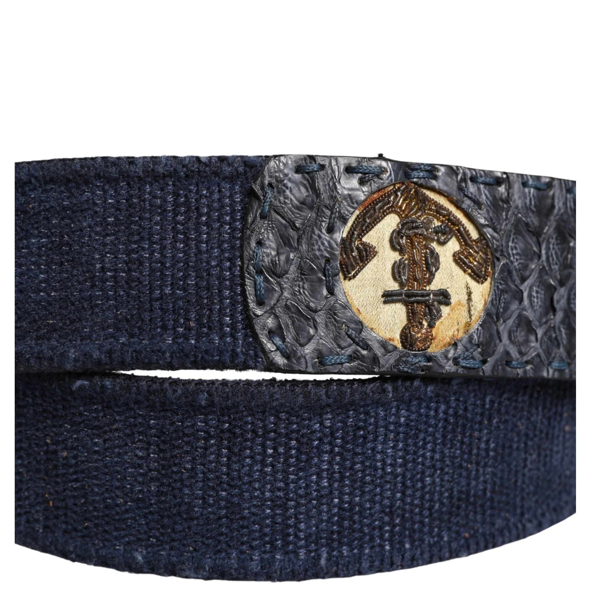 Dark Blue Canvas Silver Metal Buckle Belt