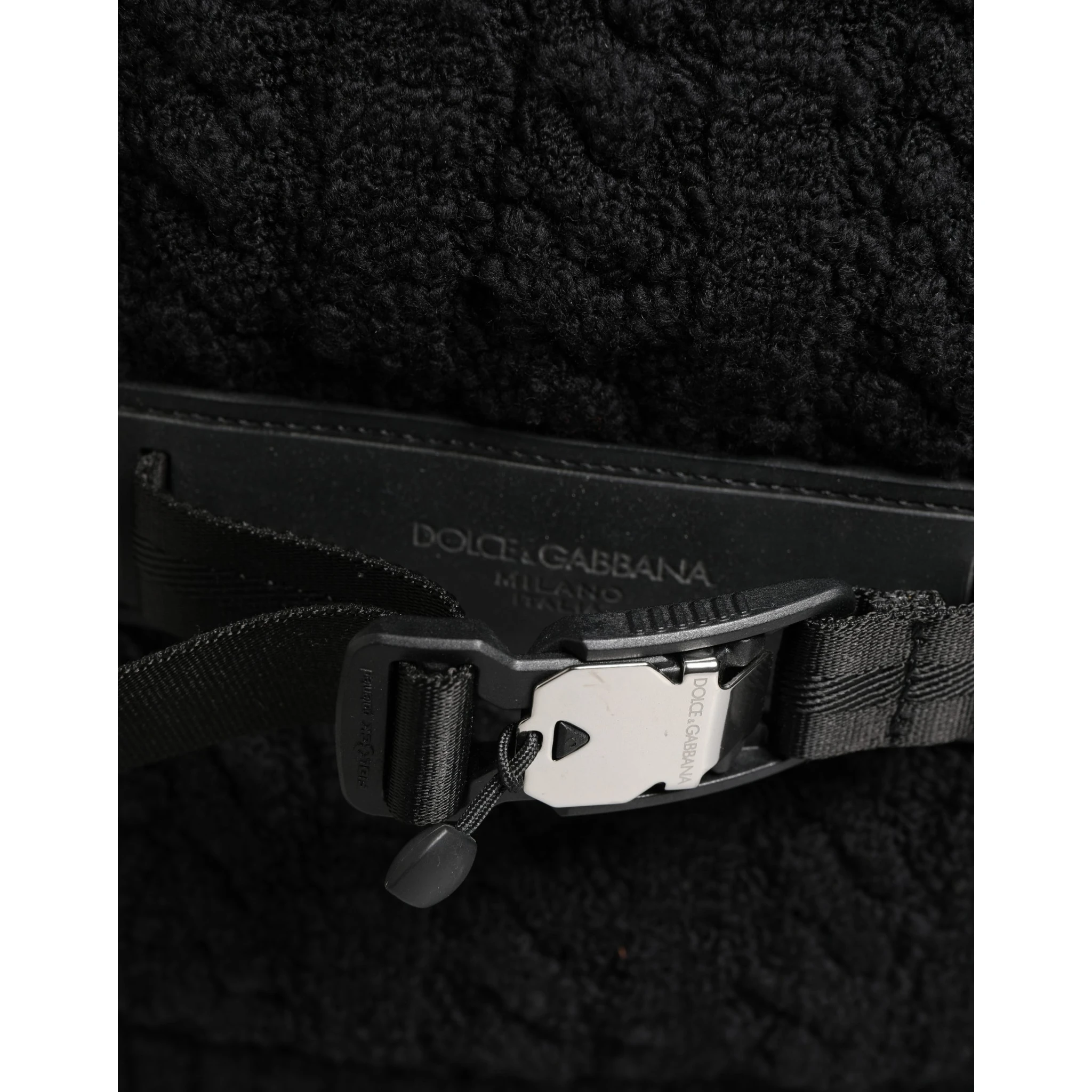 Black Tricot Wool Blend Duffel Backpack Travel Borse Bag