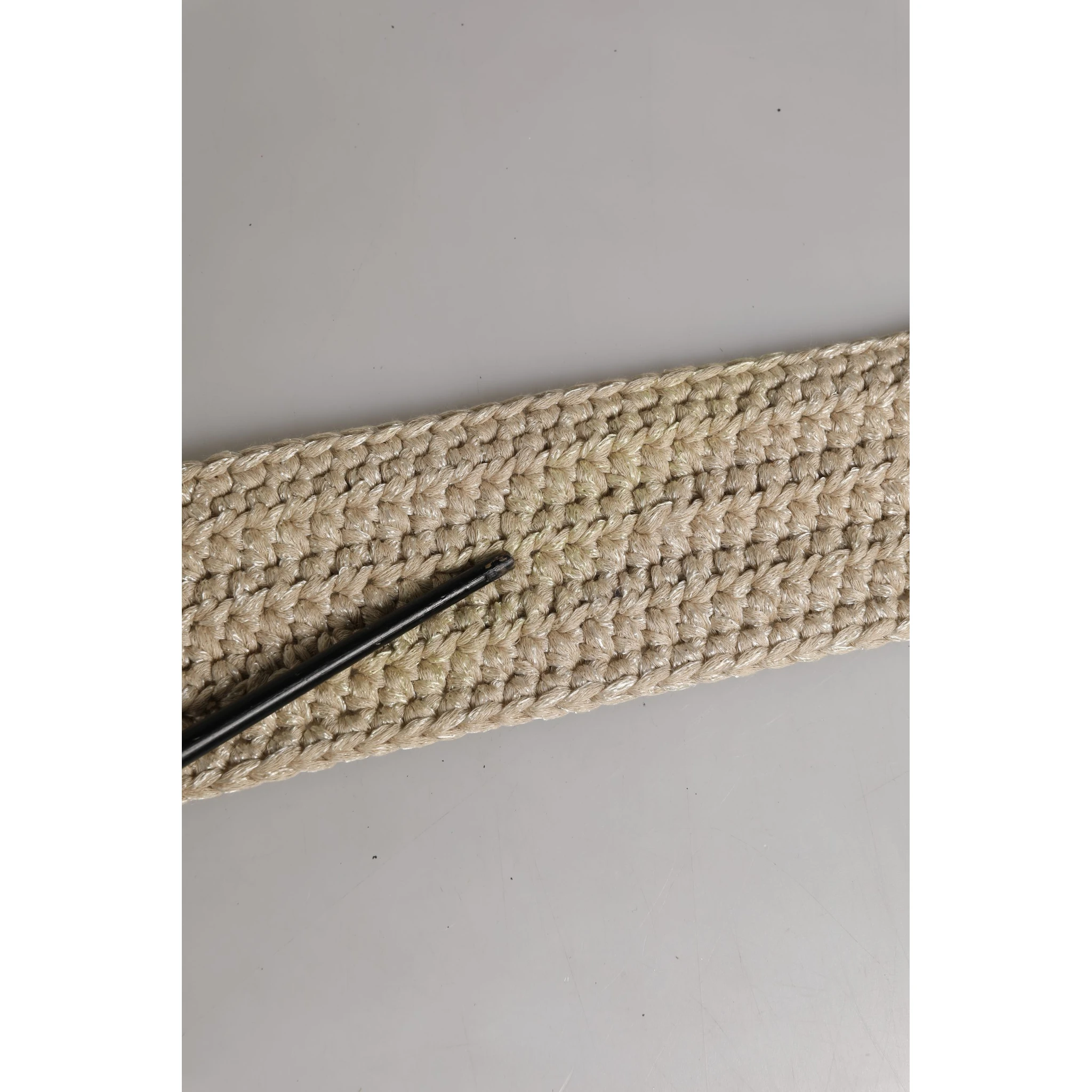 Beige Woven Vintage Metal Buckle Waist Belt
