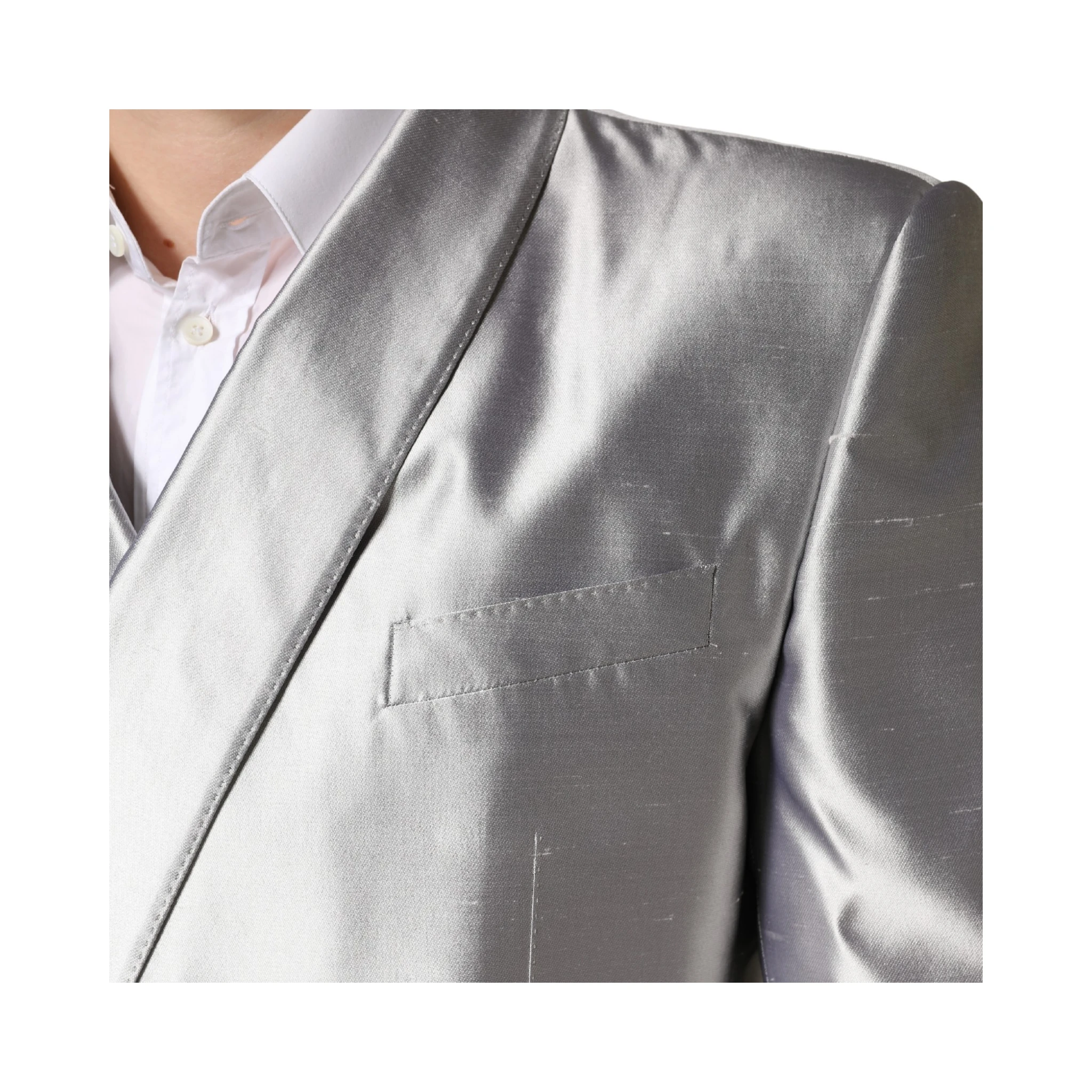Silver SICILIA Silk Double Breasted Blazer
