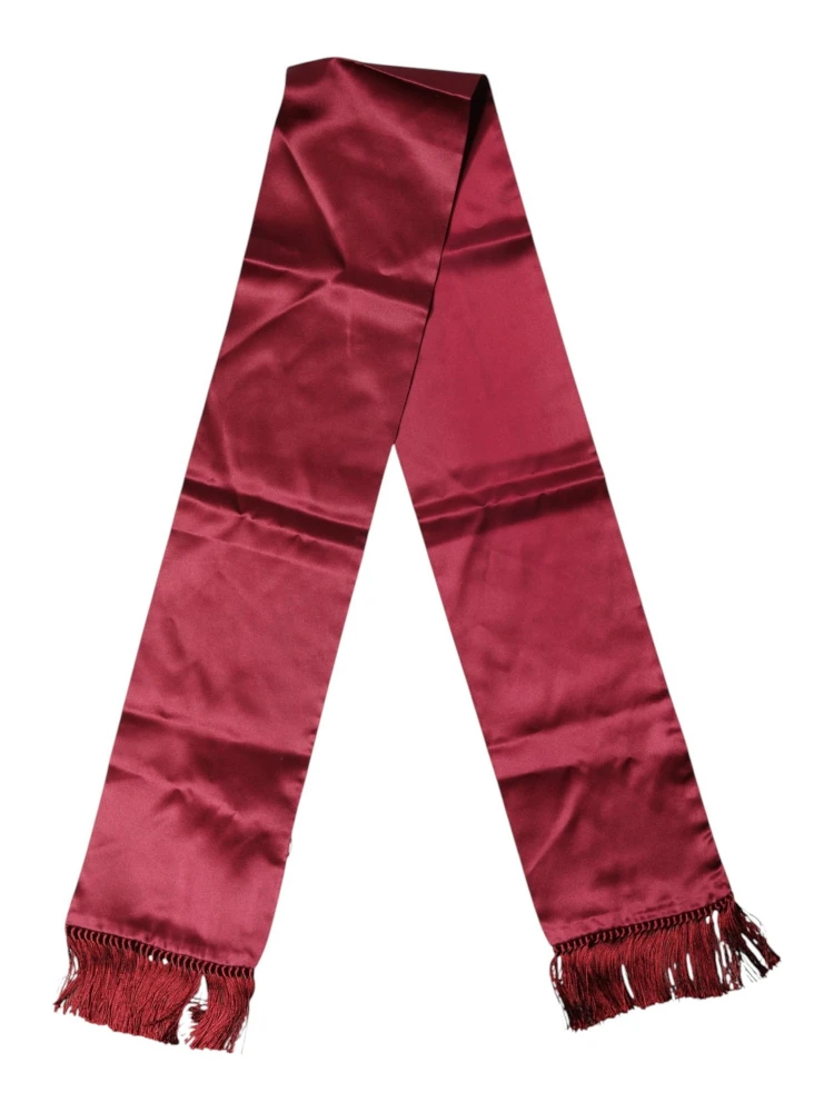 Red Satin Silk Fringes Men Foulard 137.5cm x14.5cm Scarf