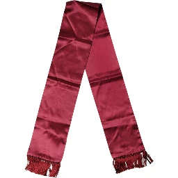 Red Satin Silk Fringes Men Foulard 137.5cm x14.5cm Scarf