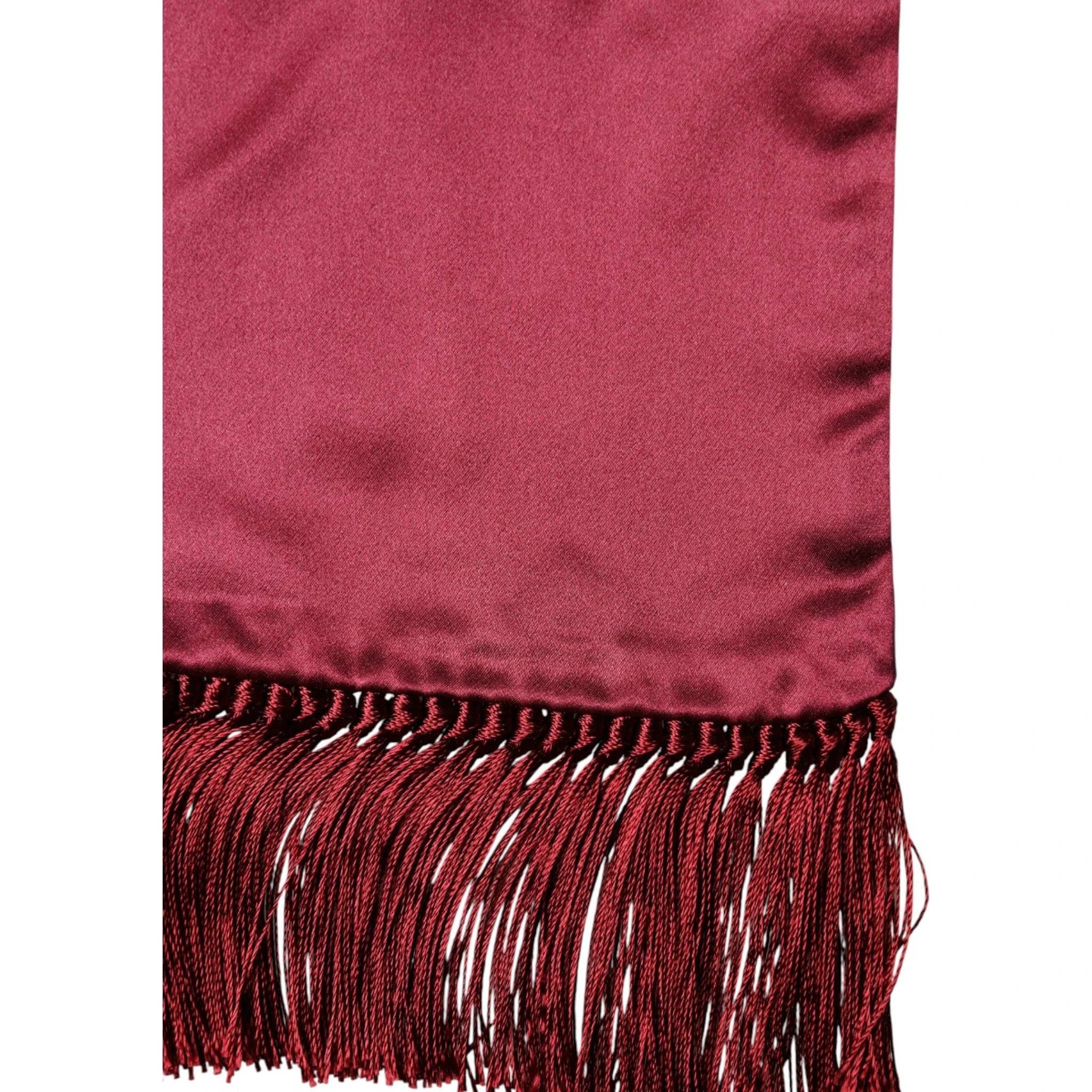 Red Satin Silk Fringes Men Foulard 137.5cm x14.5cm Scarf