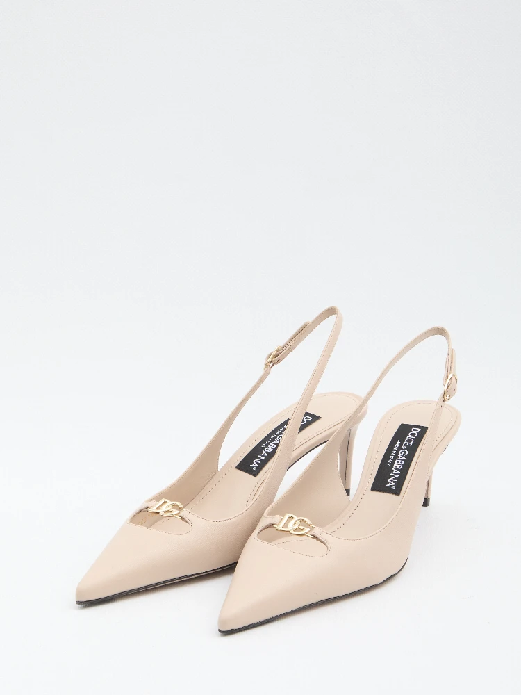 Slingback pumps in silk nappa alternative
