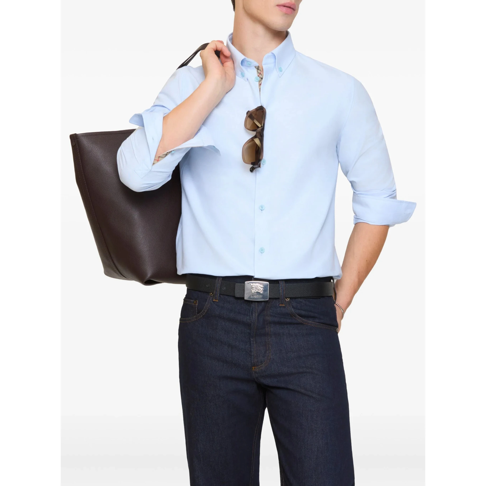 Burberry Shirts Clear Blue