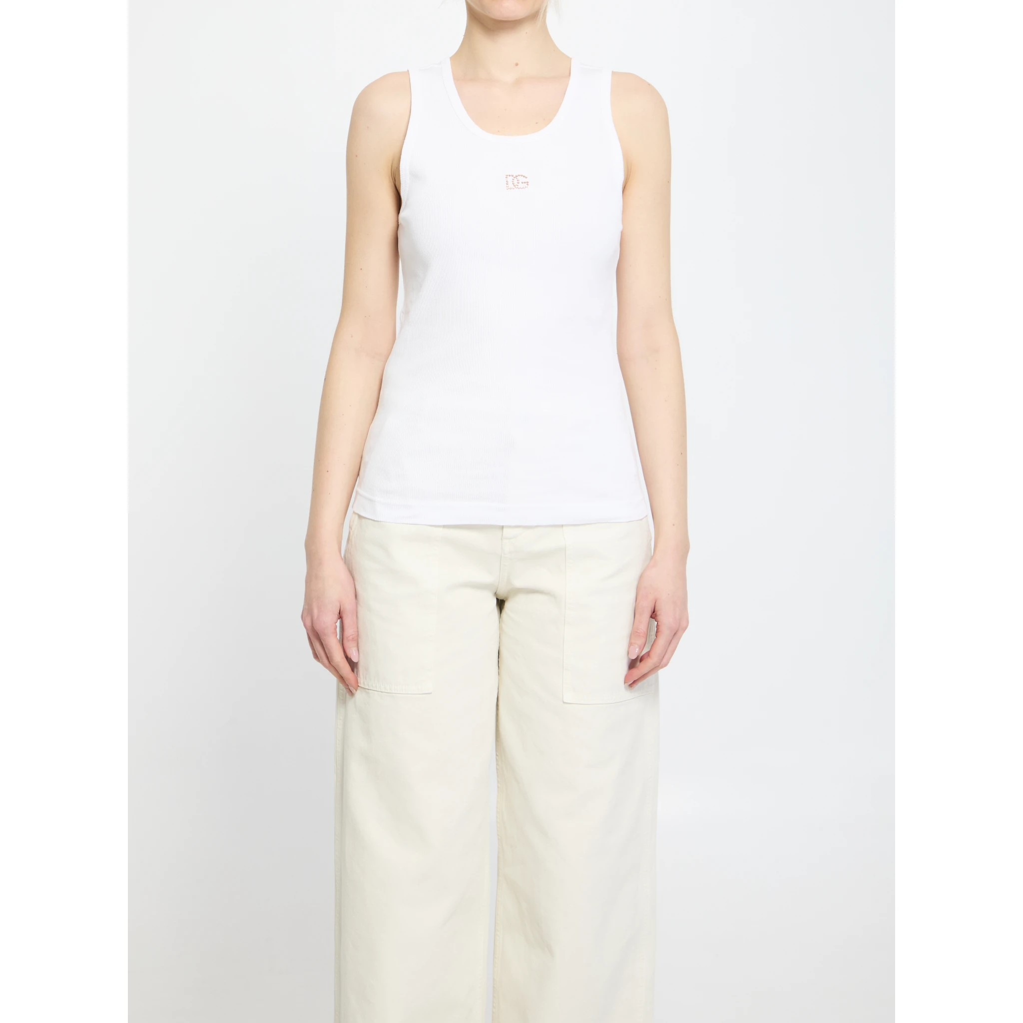 Ribbed tank top with DG