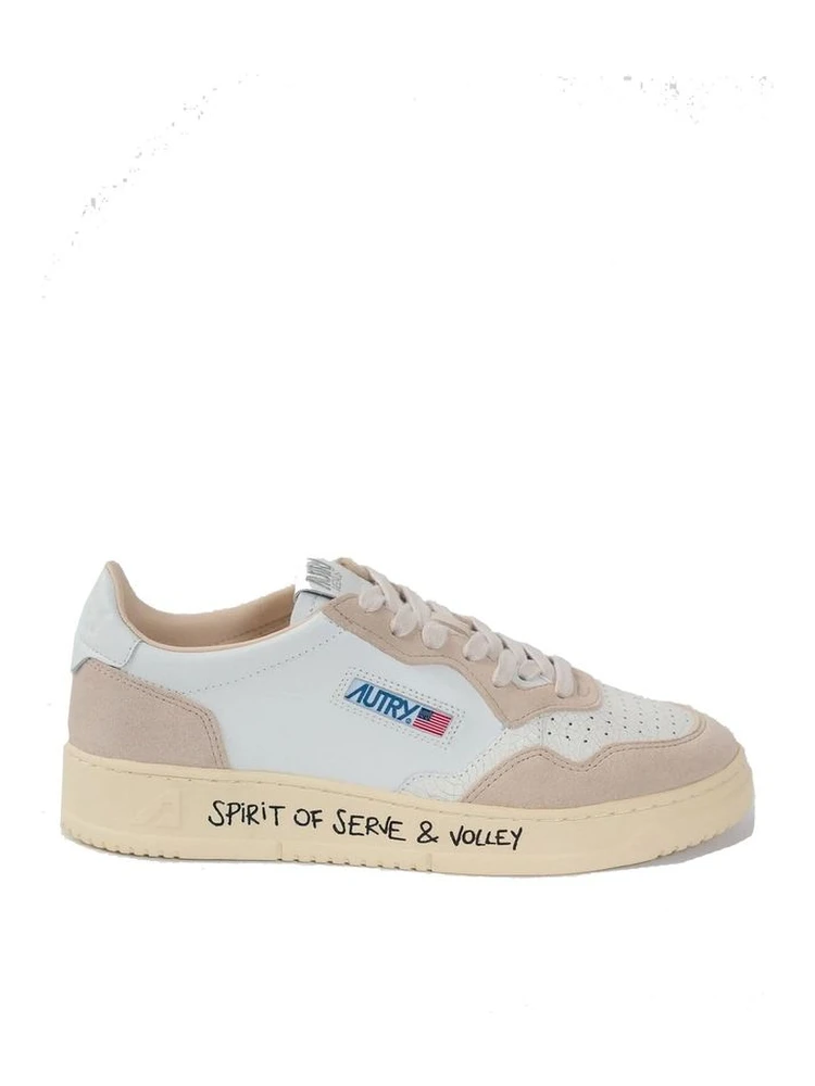 White Goatskin Low Top Sneakers