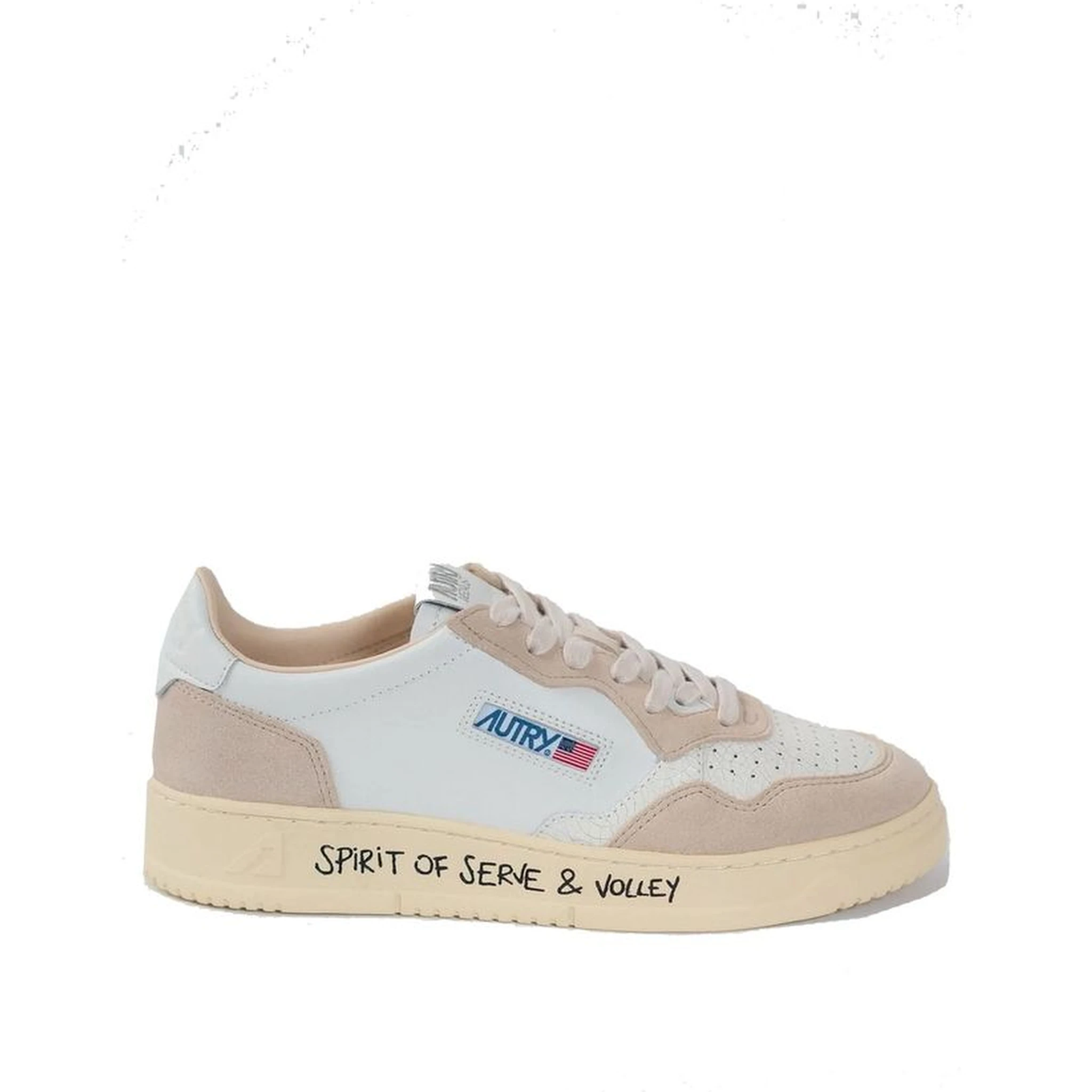 White Goatskin Low Top Sneakers