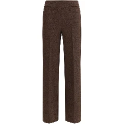 Brown Polyester Casual Pants