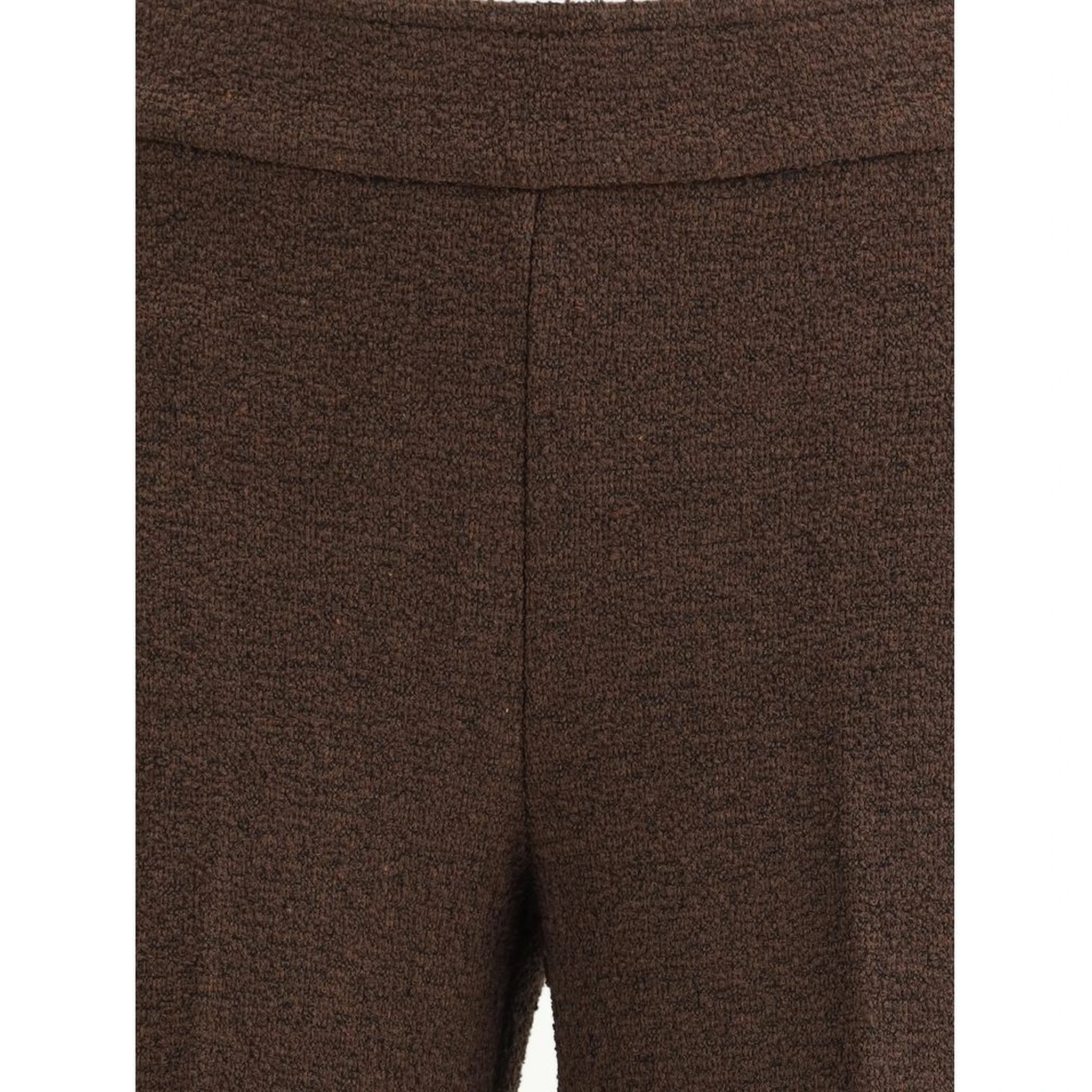 Brown Polyester Casual Pants