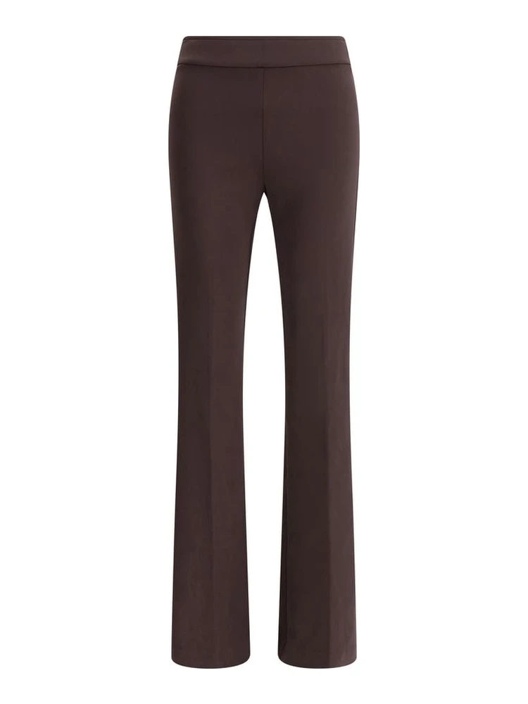 Brown Elastane Flared Pants