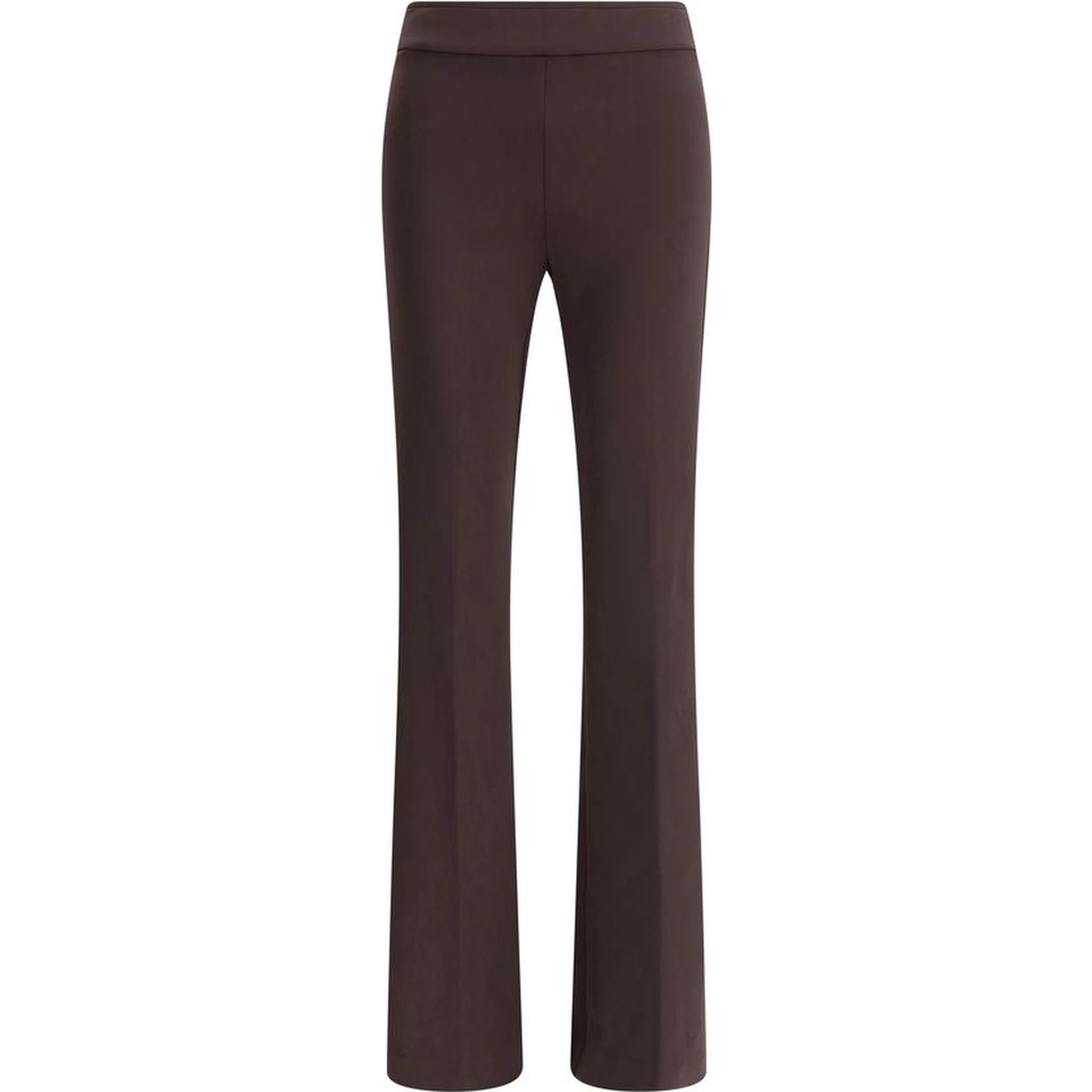 Brown Elastane Flared Pants