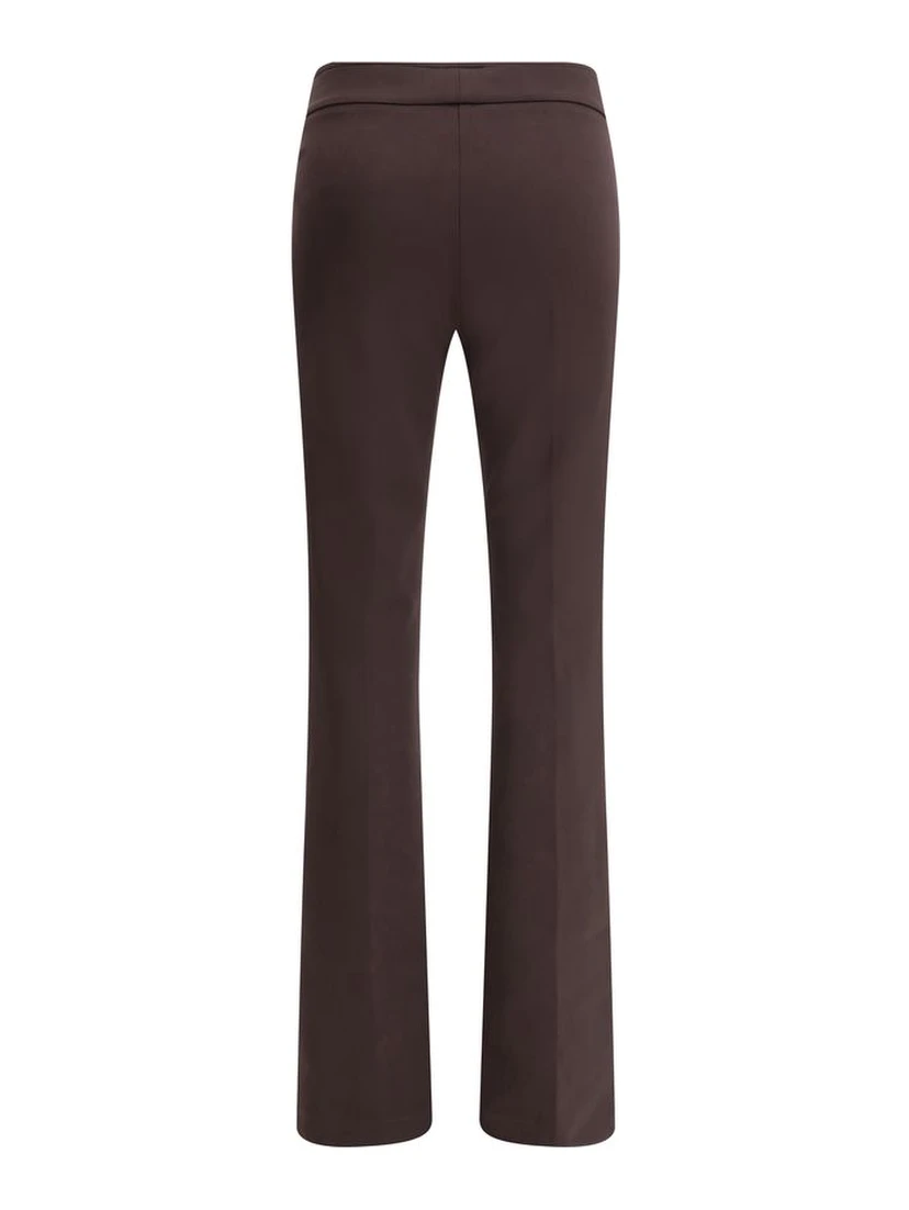 Brown Elastane Flared Pants