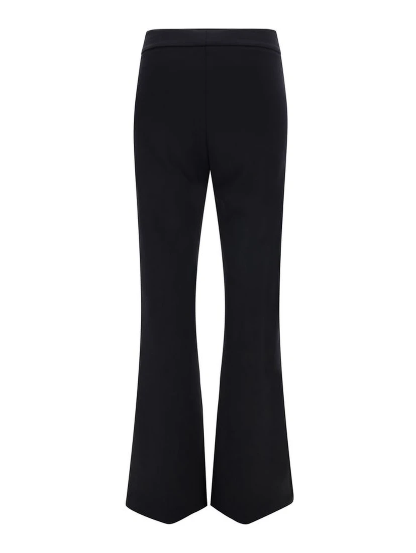 Black Elastane Flared Pants