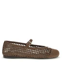 Brown Cotton Ballet Flats