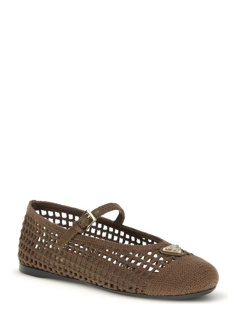 Brown Cotton Ballet Flats