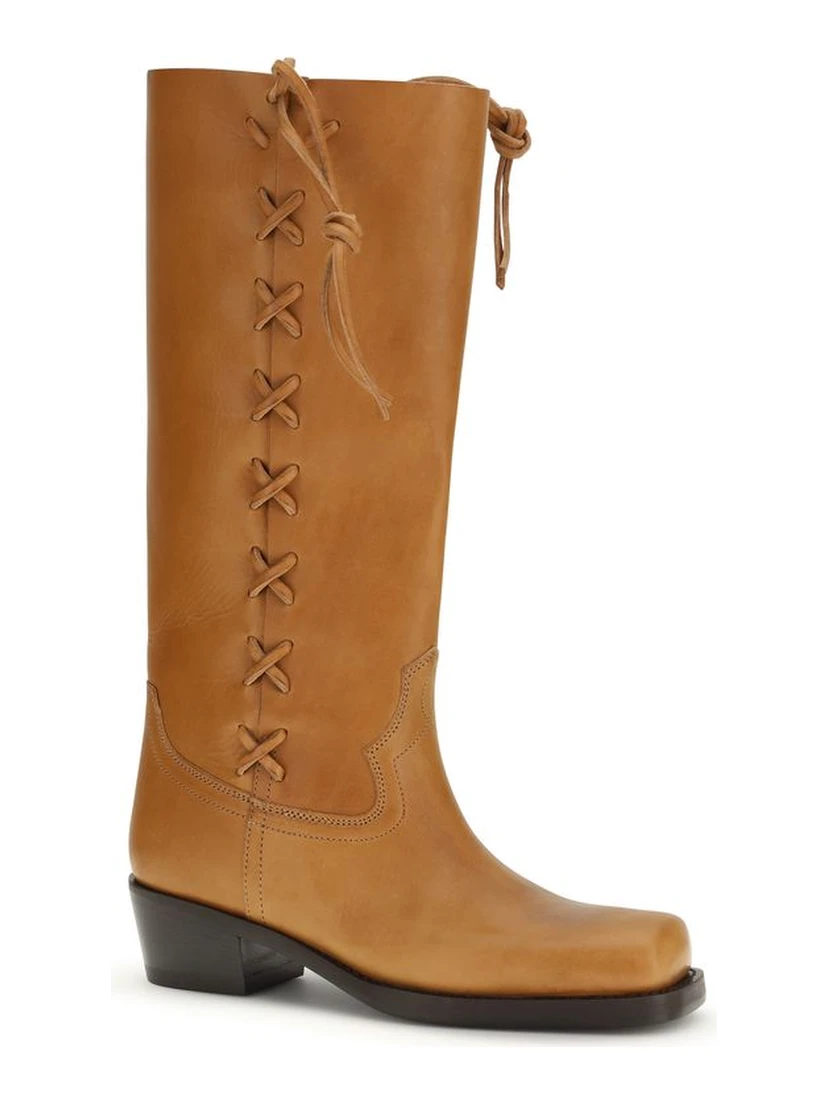 Brown Calf Leather Bos Taurus Lace-Up Boots