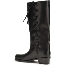 Black Calf Leather Bos Taurus Lace-Up Boots