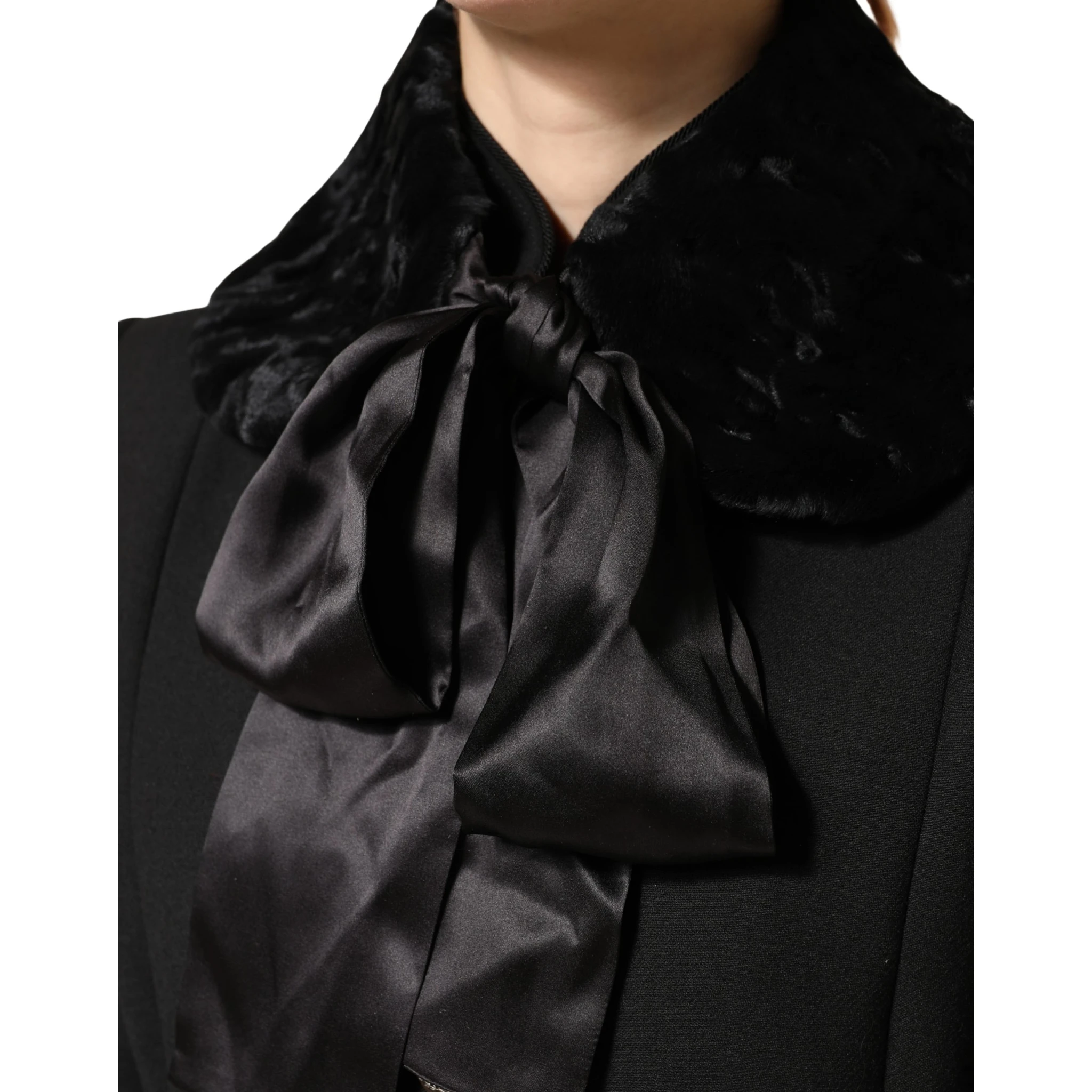 Black Lamb Fur Women Neck Warmer Winter Scarf